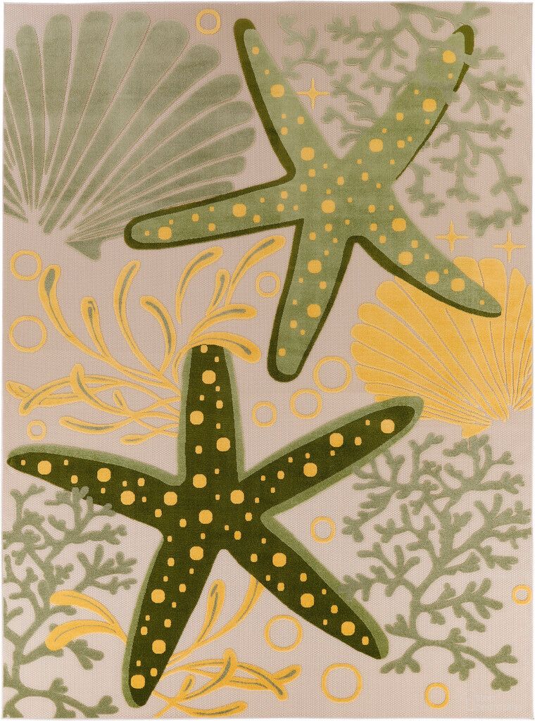 Aloha 12' x 15' Outdoor Rug In Green and Yellow
