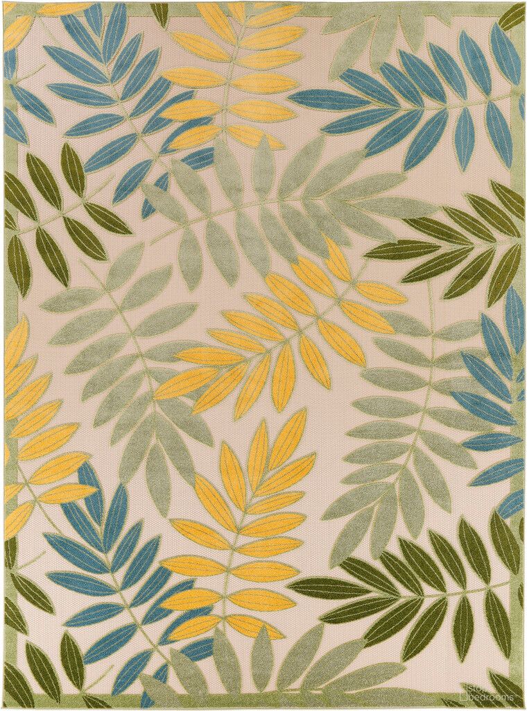 The appearance of Aloha 12' x 15' Outdoor Rug In Green Multi designed by Nourison in the transitional interior design. This green multi piece of furniture was selected by 1StopBedrooms from Aloha Collection to add a touch of cosiness and style into your home. Sku: 99446953230. Material: Polypropylene.