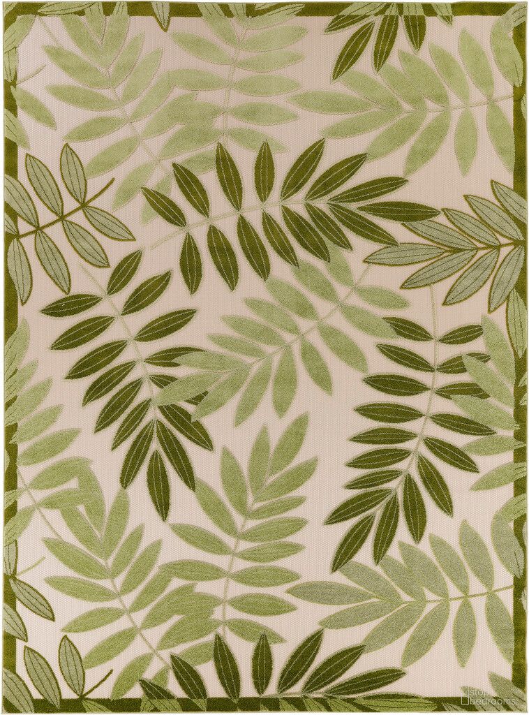 Aloha 12' x 15' Outdoor Rug In Ivory and Green