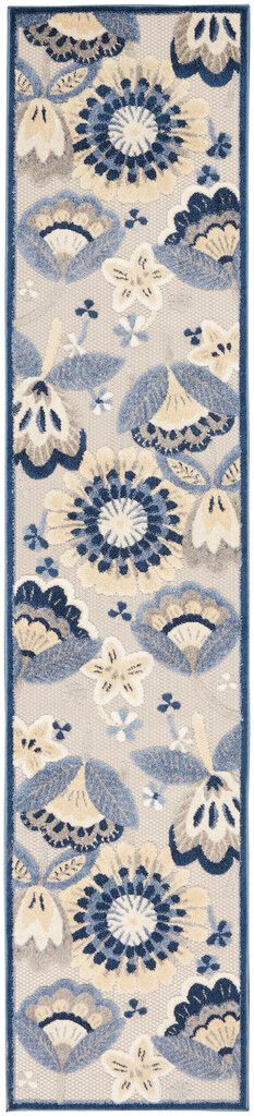 The appearance of Aloha 2'3" x 12' Farmhouse Rug In Blue Grey designed by Nourison in the country / farmhouse interior design. This blue grey piece of furniture was selected by 1StopBedrooms from Aloha Collection to add a touch of cosiness and style into your home. Sku: 99446827296. Material: Polypropylene.