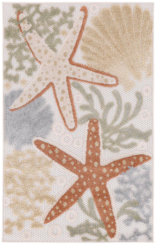 The appearance of Aloha 2'8" x 4' Outdoor Rug In Ivory Multi designed by Nourison in the indoor/outdoor interior design. This ivory multi piece of furniture was selected by 1StopBedrooms from Aloha Collection to add a touch of cosiness and style into your home. Sku: 99446920805. Material: Polypropylene.