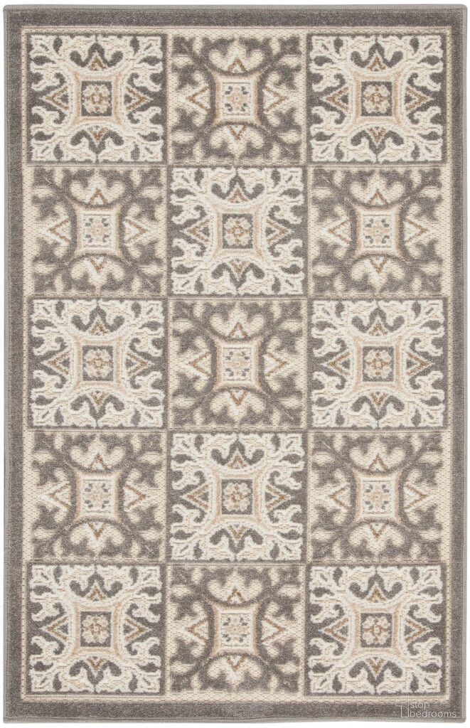 Aloha 2'8" x 4' Contemporary Rug In Ivory Grey