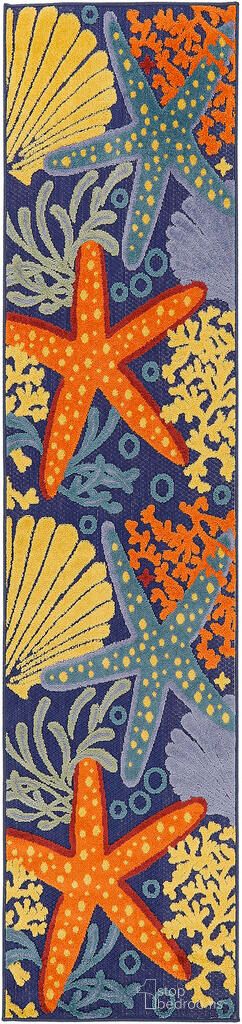 Aloha 2' x 6' Outdoor Rug In Navy Multi