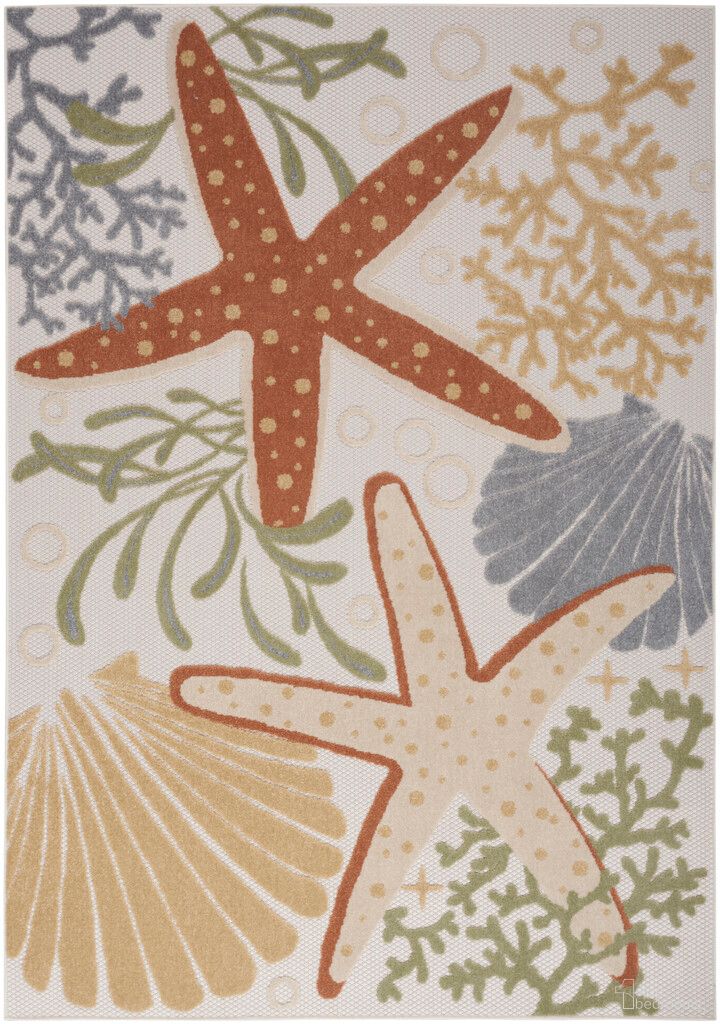 Aloha 3'6" x 5'6" Outdoor Rug In Ivory Multi