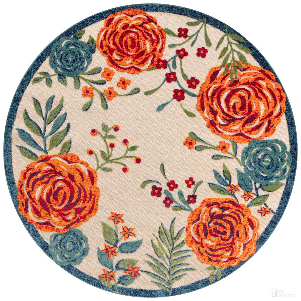 The appearance of Aloha 5'3" x 5'3" Round Outdoor Rug In Ivory Multi designed by Nourison in the indoor/outdoor interior design. This ivory multi piece of furniture was selected by 1StopBedrooms from Aloha Collection to add a touch of cosiness and style into your home. Sku: 99446952554. Material: Polypropylene.