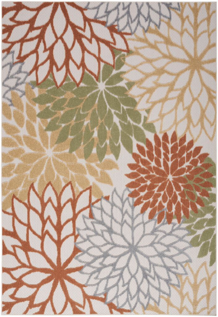 The appearance of Aloha 6' x 9' Outdoor Rug In Ivory Multi designed by Nourison in the indoor/outdoor interior design. This ivory multi piece of furniture was selected by 1StopBedrooms from Aloha Collection to add a touch of cosiness and style into your home. Sku: 99446921192. Material: Polypropylene.