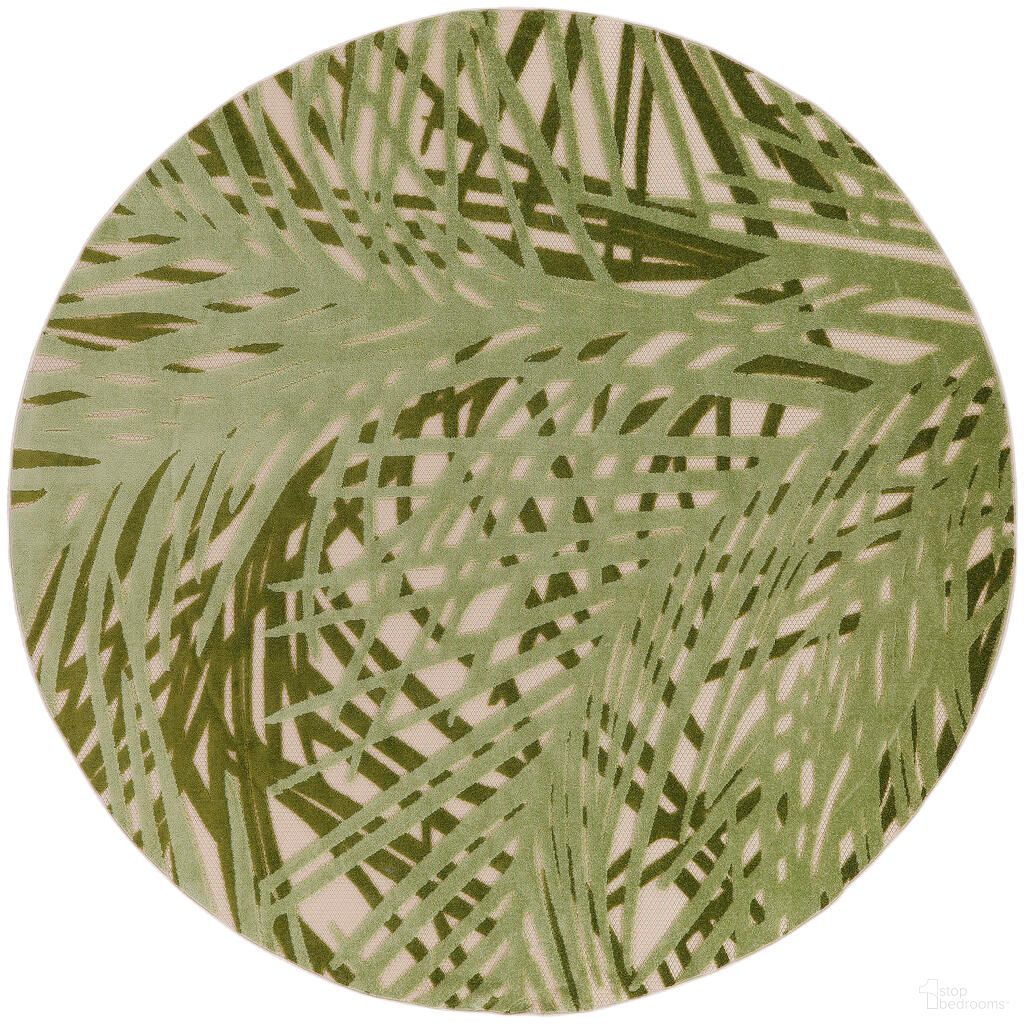 The appearance of Aloha 7'10" x 7'10" Round Outdoor Rug In Ivory and Green designed by Nourison in the indoor/outdoor interior design. This ivory and green piece of furniture was selected by 1StopBedrooms from Aloha Collection to add a touch of cosiness and style into your home. Sku: 99446953773. Material: Polypropylene.