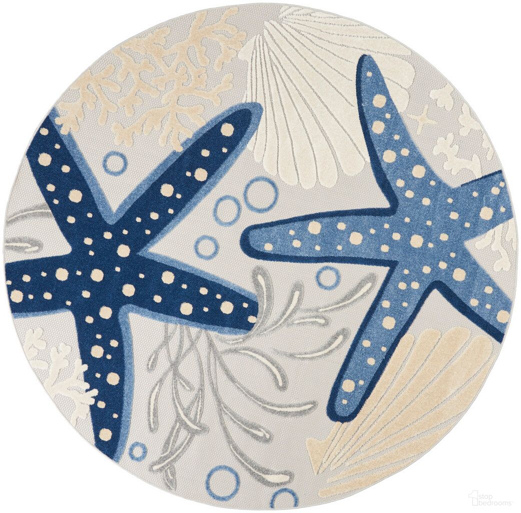 The appearance of Aloha 7'10" x 7'10" Round Coastal Rug In Blue Grey designed by Nourison in the coastal interior design. This blue grey piece of furniture was selected by 1StopBedrooms from Aloha Collection to add a touch of cosiness and style into your home. Sku: 99446828569. Material: Polypropylene.