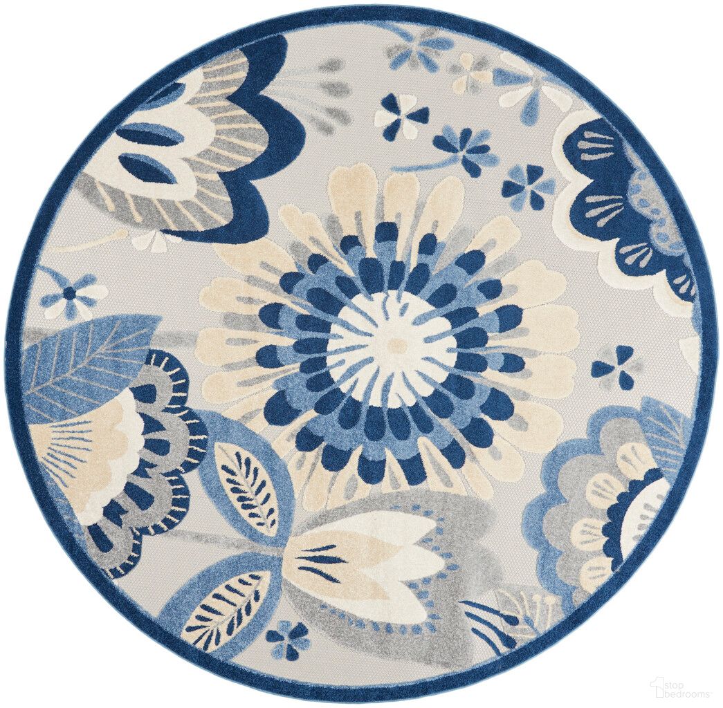 The appearance of Aloha 7'10" x 7'10" Round Contemporary Rug In Blue Grey designed by Nourison in the modern / contemporary interior design. This blue grey piece of furniture was selected by 1StopBedrooms from Aloha Collection to add a touch of cosiness and style into your home. Sku: 99446828880. Material: Polypropylene.