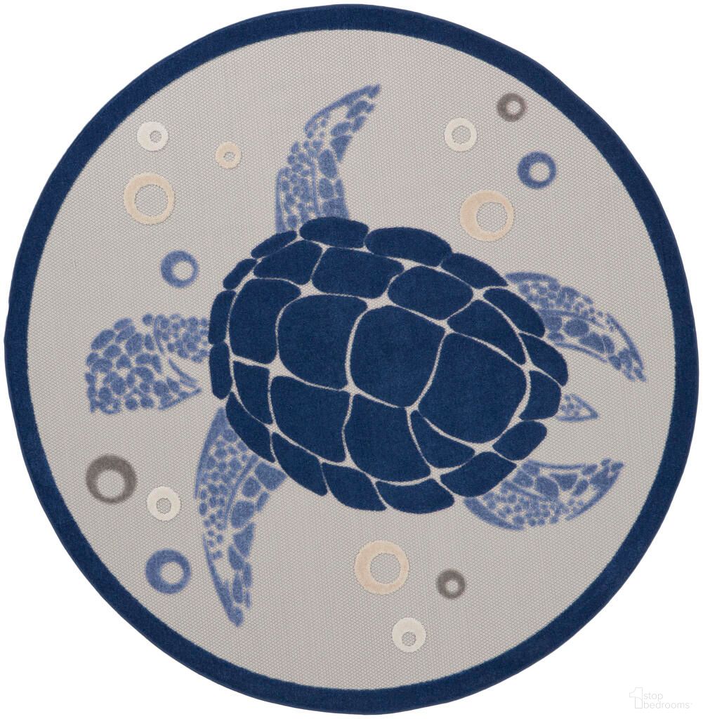Aloha 7'10" x 7'10" Round Rug In Navy Blue