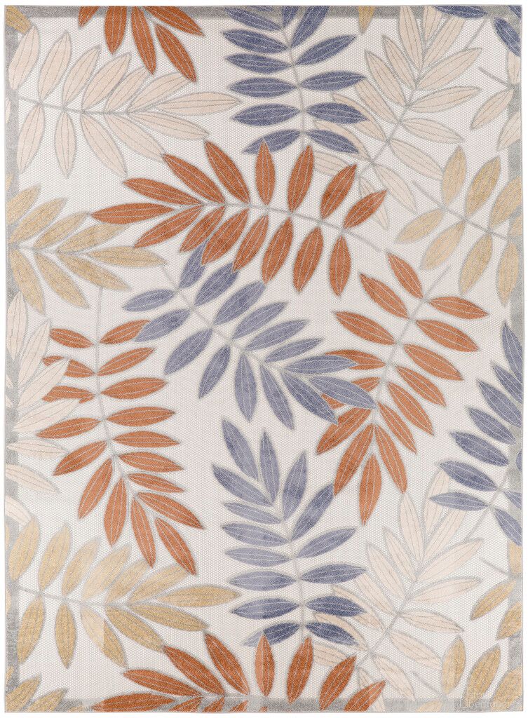 Aloha 9' x 12' Outdoor Rug In Blue and Mocha