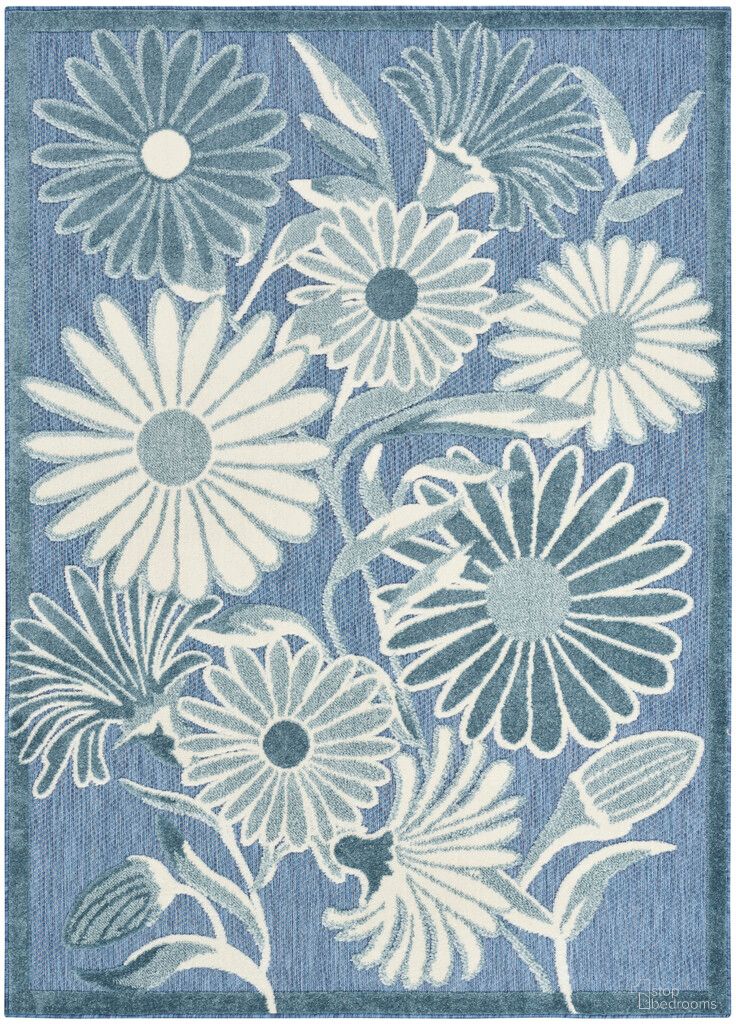 The appearance of Aloha 9' x 12' Outdoor Rug In Blue designed by Nourison in the transitional interior design. This blue piece of furniture was selected by 1StopBedrooms from Aloha Collection to add a touch of cosiness and style into your home. Sku: 841491157145. Material: Polypropylene.