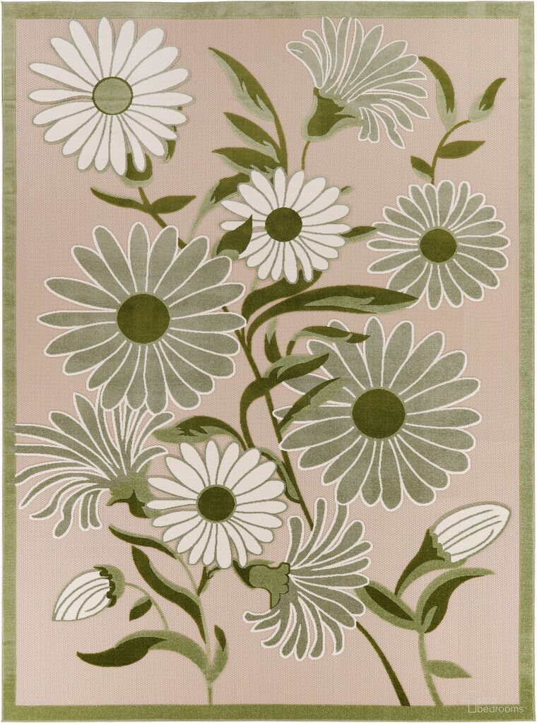 Aloha 9' x 12' Outdoor Rug In Ivory and Green