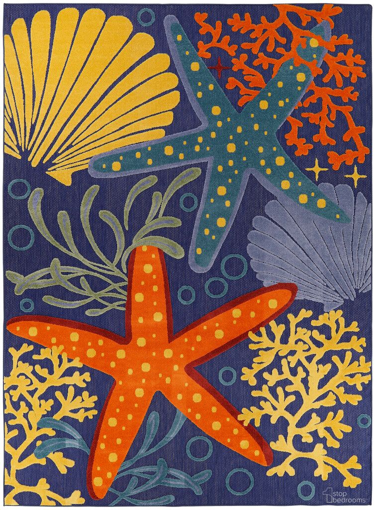 The appearance of Aloha 9' x 12' Outdoor Rug In Navy Multi designed by Nourison in the indoor/outdoor interior design. This navy multi piece of furniture was selected by 1StopBedrooms from Aloha Collection to add a touch of cosiness and style into your home. Sku: 99446921680. Material: Polypropylene.