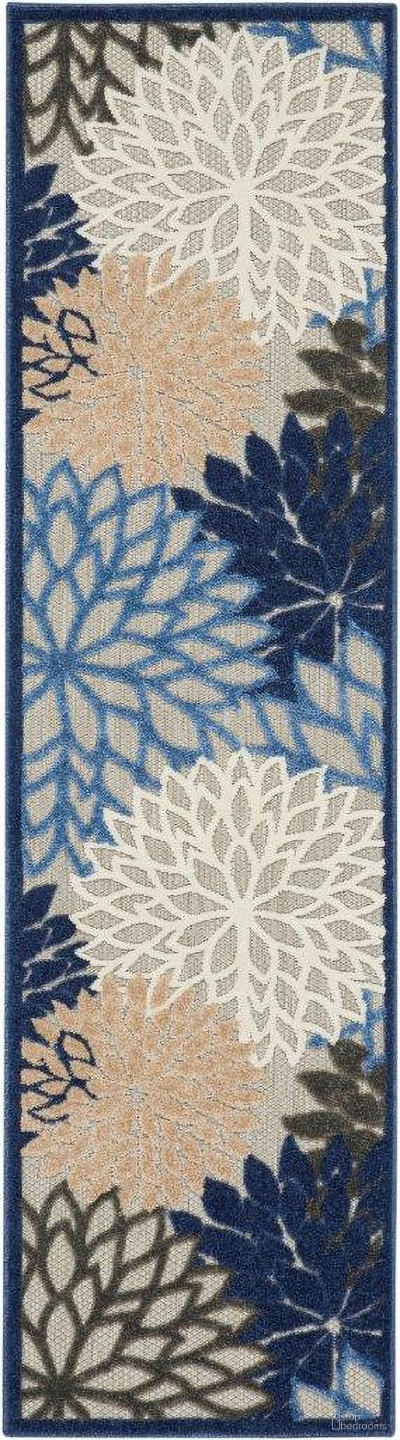 The appearance of Aloha Blue and Multicolor 2'3" x 10' Runner Tropical Area Rug designed by Nourison in the nautical & coastal interior design. This blue and multicolor piece of furniture was selected by 1StopBedrooms from Aloha Collection to add a touch of cosiness and style into your home. Sku: 99446739889. Material: Polypropylene.