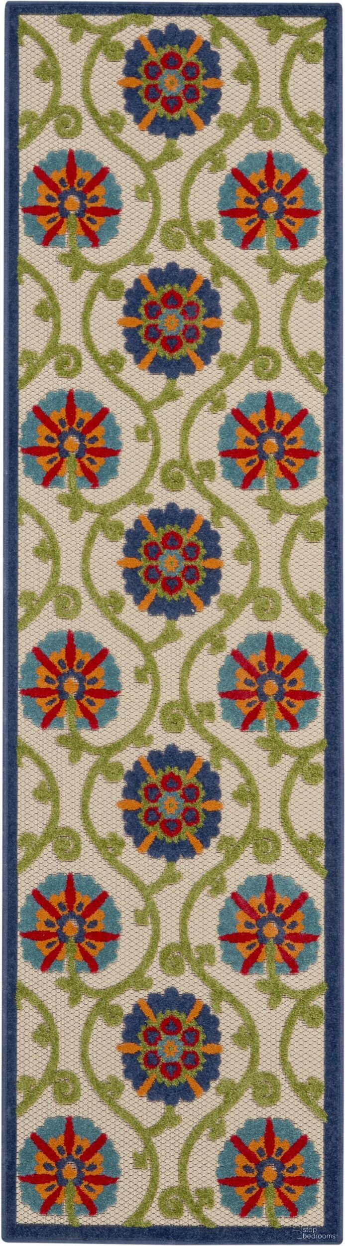 The appearance of Aloha Blue and Multicolor 2'3" x 10' Runner Contemporary Area Rug designed by Nourison in the modern / contemporary interior design. This blue and multicolor piece of furniture was selected by 1StopBedrooms from Aloha Collection to add a touch of cosiness and style into your home. Sku: 99446498700. Material: Polypropylene.