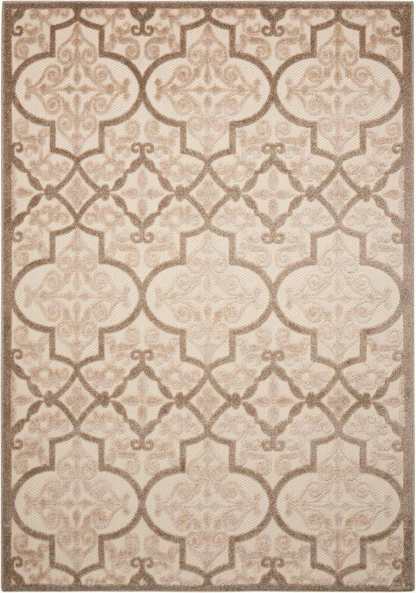 The appearance of Aloha Cream 9'6" x 13' Area Rug designed by Nourison in the transitional interior design. This cream piece of furniture was selected by 1StopBedrooms from Aloha Collection to add a touch of cosiness and style into your home. Sku: 99446376312. Material: Polypropylene.