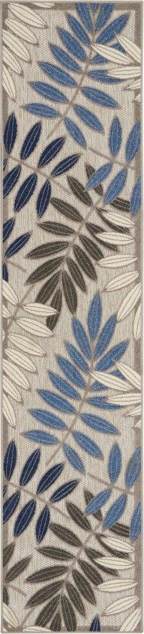 Aloha Grey and Blue 2'3" x 10' Runner Tropical Area Rug