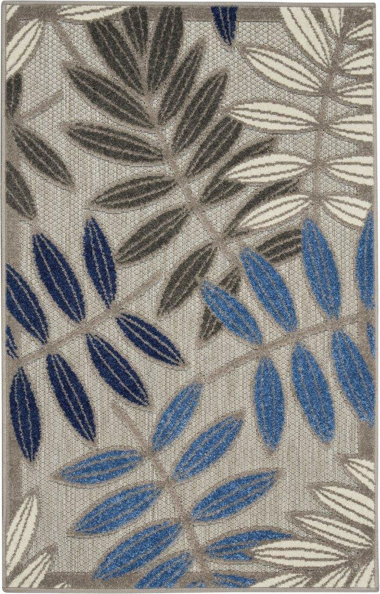 Aloha Grey and Blue 2'8" x 4' Tropical Area Rug