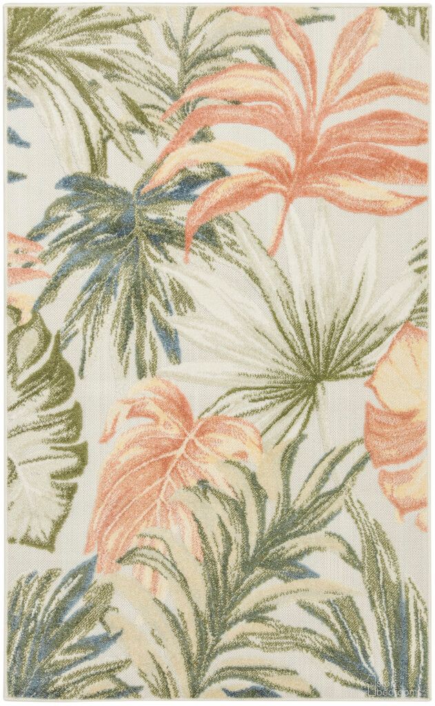 The appearance of Aloha Modern 2'8" x 4' Modern Rug In Ivory and Green designed by Nourison in the modern / contemporary interior design. This ivory and green piece of furniture  was selected by 1StopBedrooms from Aloha Collection to add a touch of cosiness and style into your home. Sku: 841491157558. Material: Polypropylene.