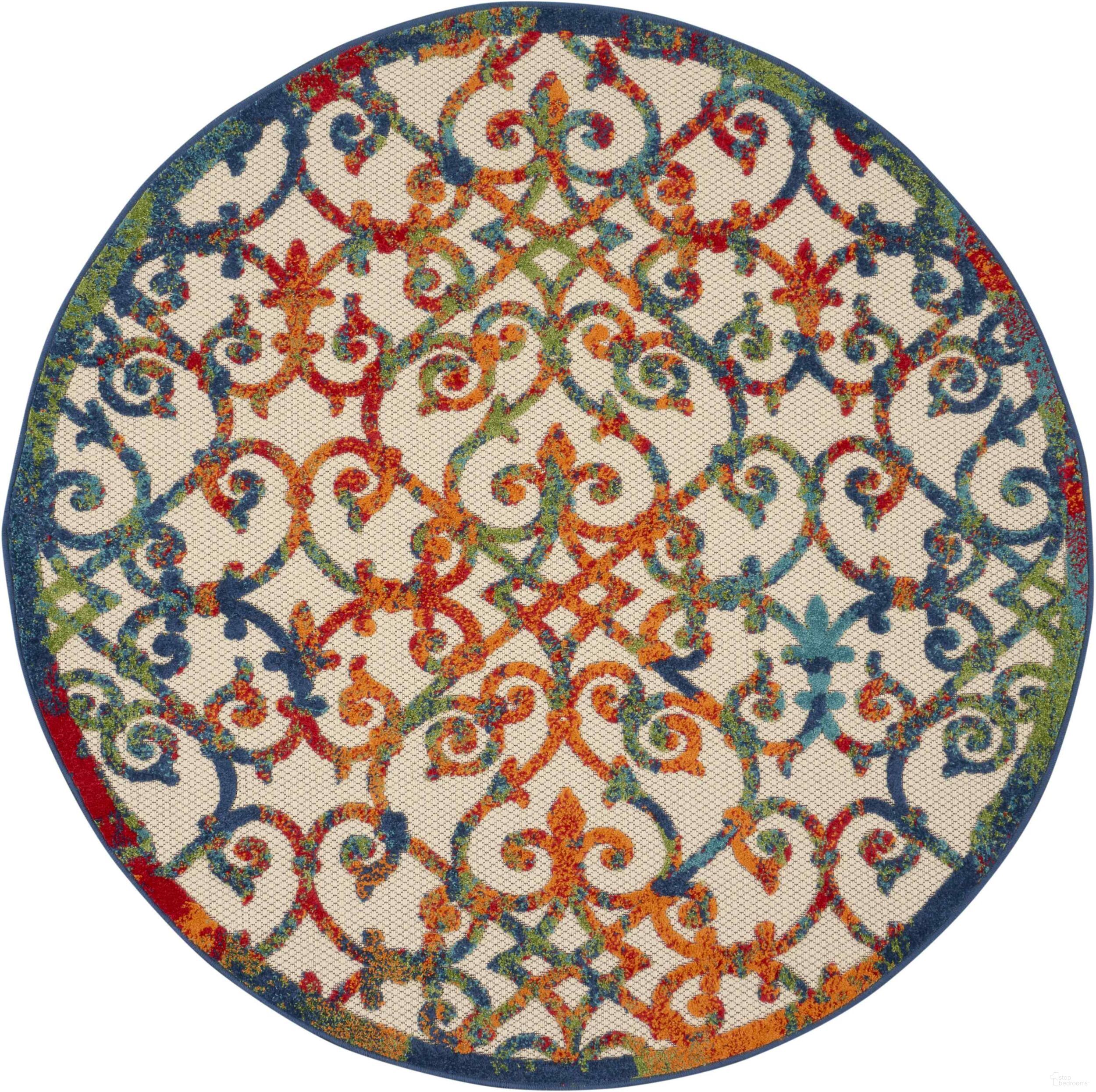 The appearance of Aloha Multicolor 4' x 4' Round Contemporary Area Rug designed by Nourison in the modern / contemporary interior design. This multicolor piece of furniture was selected by 1StopBedrooms from Aloha Collection to add a touch of cosiness and style into your home. Sku: 99446499400. Material: Polypropylene.
