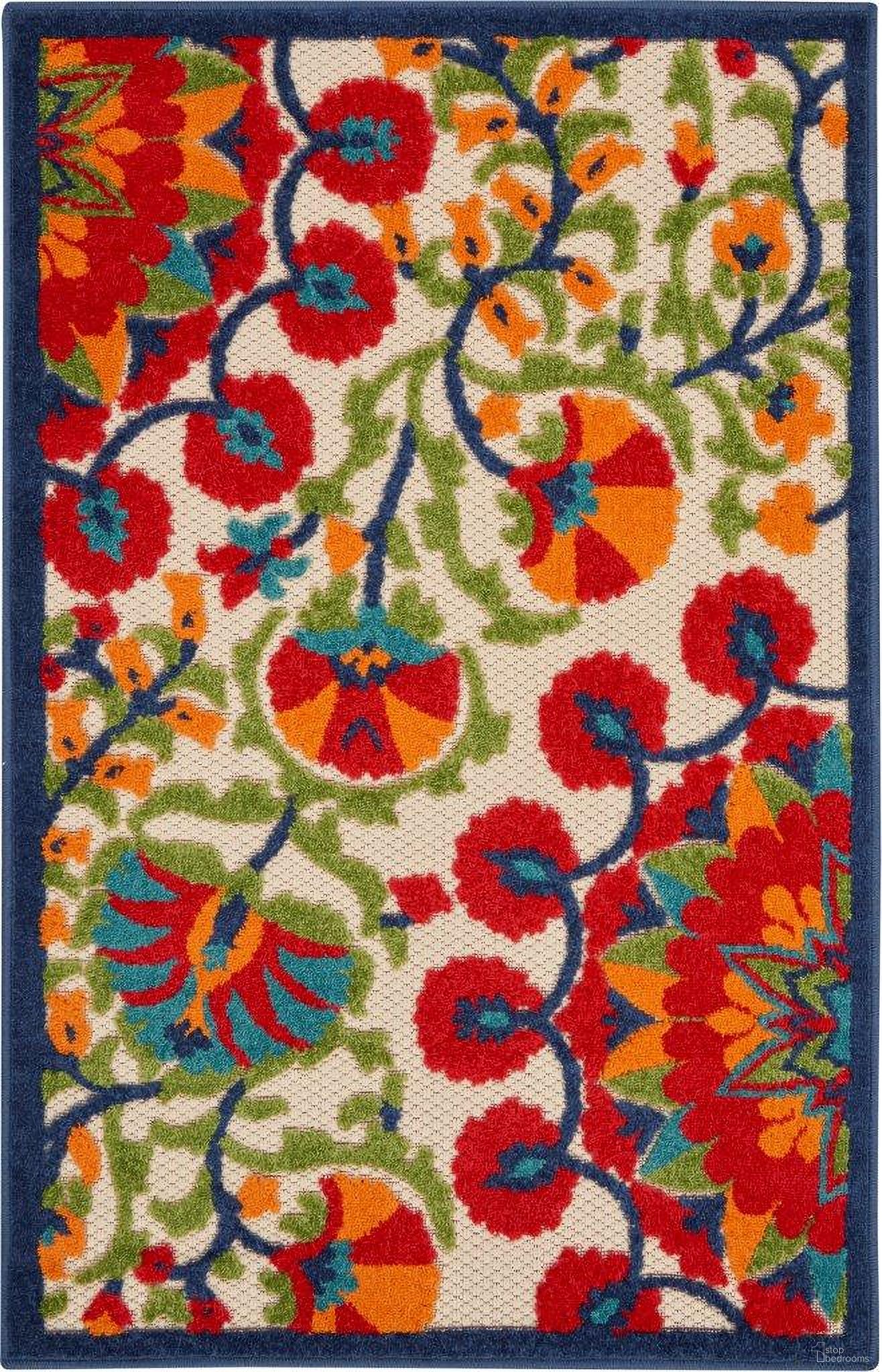 Aloha Red and Multi 2'8" x 4' Area Rug
