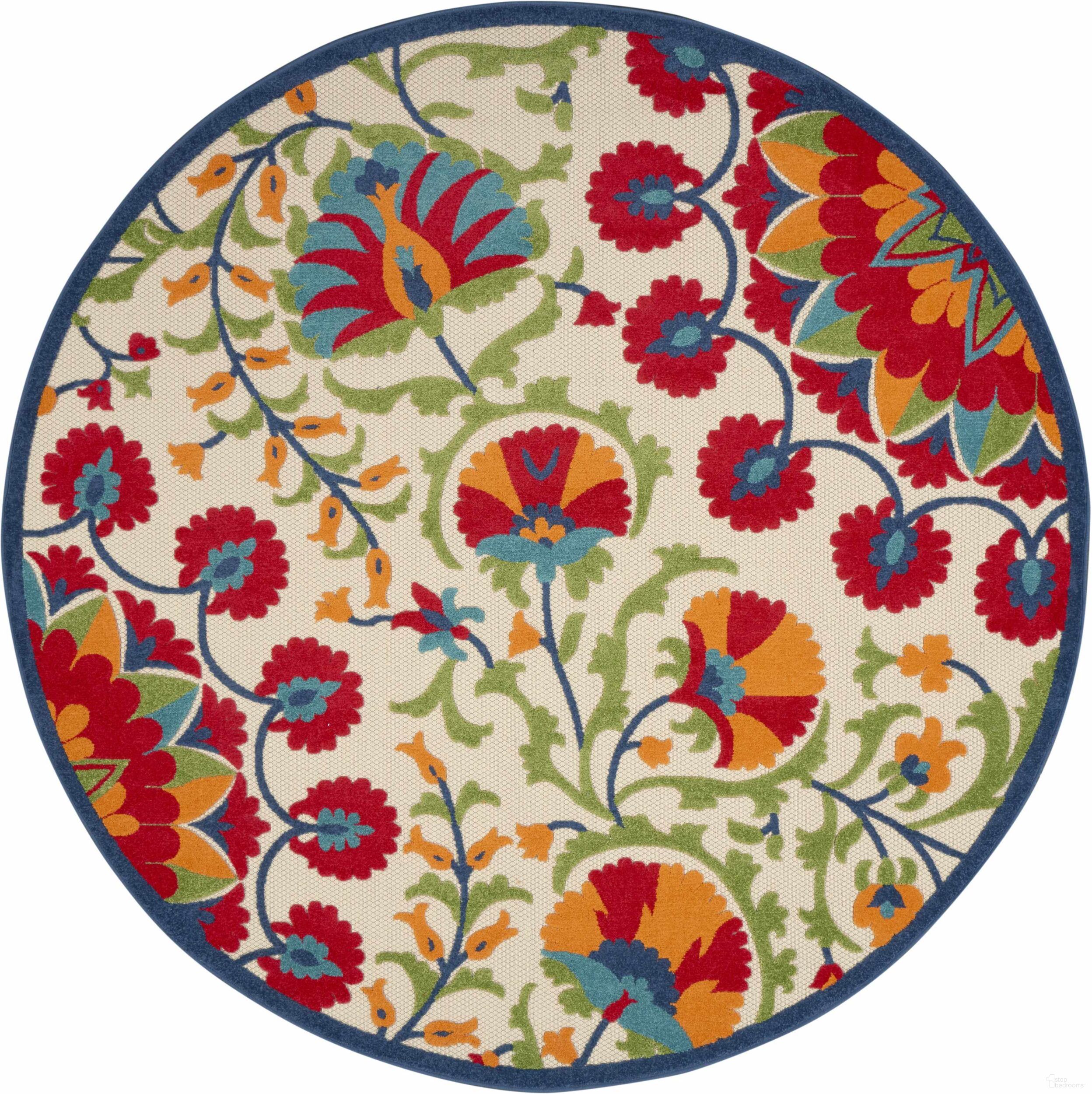 The appearance of Aloha Red and Multicolor 7'10" x 7'10" Round Area Rug designed by Nourison in the modern / contemporary interior design. This red and multicolor piece of furniture was selected by 1StopBedrooms from Aloha Collection to add a touch of cosiness and style into your home. Sku: 99446499219. Material: Polypropylene.