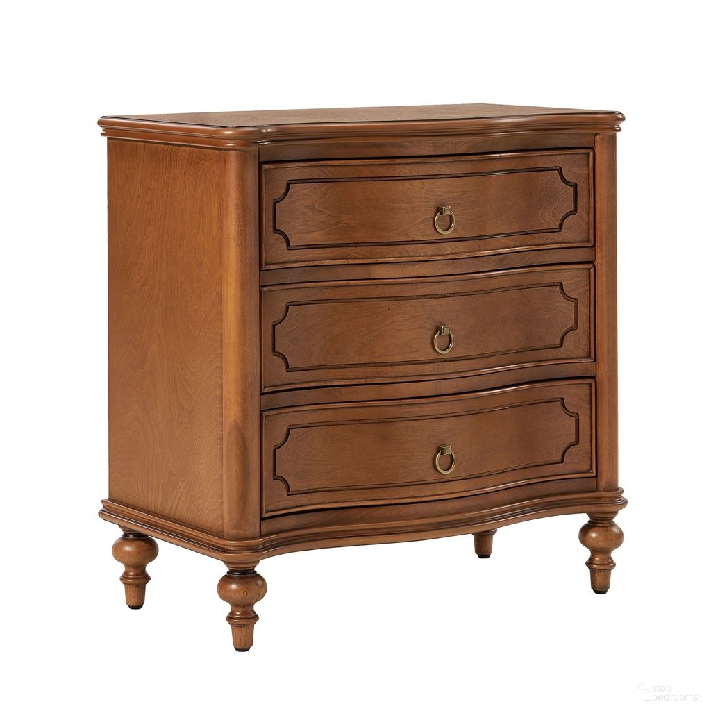 The appearance of Alois 3-Drawer Nightstand In Walnut designed by Karat Home in the modern / contemporary interior design. This walnut piece of furniture was selected by 1StopBedrooms from Alois Collection to add a touch of cosiness and style into your home. Sku: NSLS1090-WAL. Material: Solid Wood.