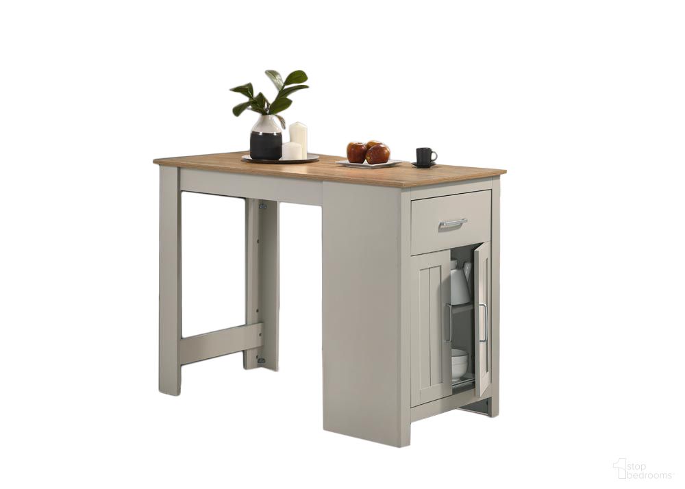 The appearance of Alonzo 47 Inch Small Space Counter Height Dining Table with Cabinet and Drawer Storage In Light Gray designed by Lilola Home in the modern / contemporary interior design. This light gray piece of furniture was selected by 1StopBedrooms from Alonzo Collection to add a touch of cosiness and style into your home. Sku: 30500. Table Base Style: Double Pedestal. Material: Wood. Table Top Shape: Rectangular. Size: 23" x 47".