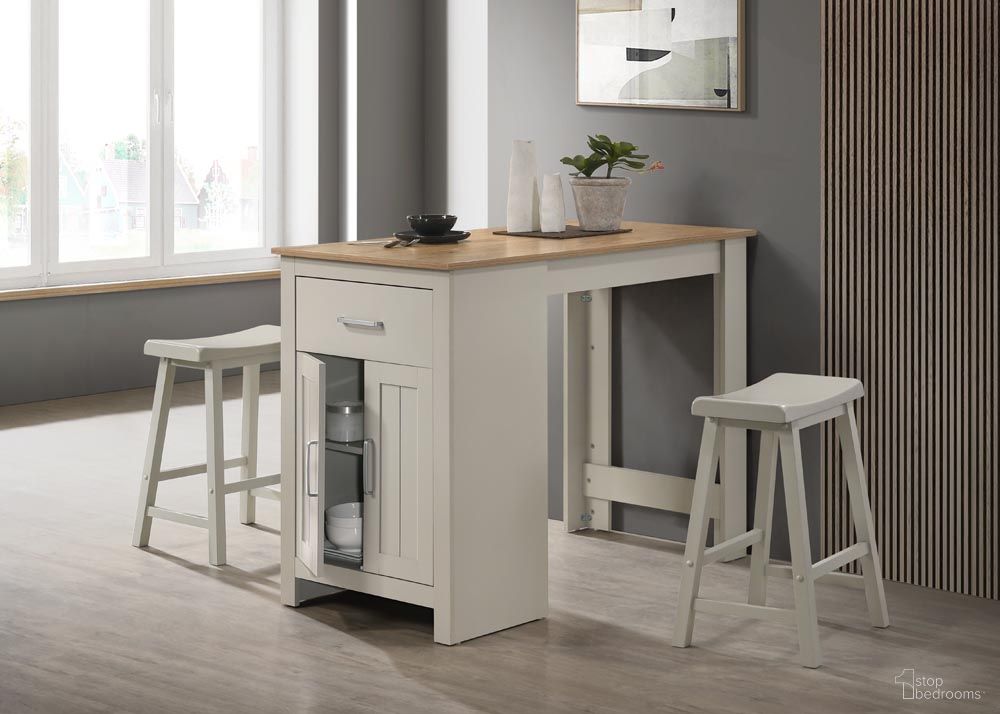 The appearance of Alonzo 47 Inch Small Space Counter Height Dining Table with Cabinet In Light Gray designed by Lilola Home in the modern / contemporary interior design. This light gray piece of furniture was selected by 1StopBedrooms from Alonzo Collection to add a touch of cosiness and style into your home. Sku: 30500;30500-C. Table Base Style: Storage. Material: Wood. Table Top Shape: Rectangular.