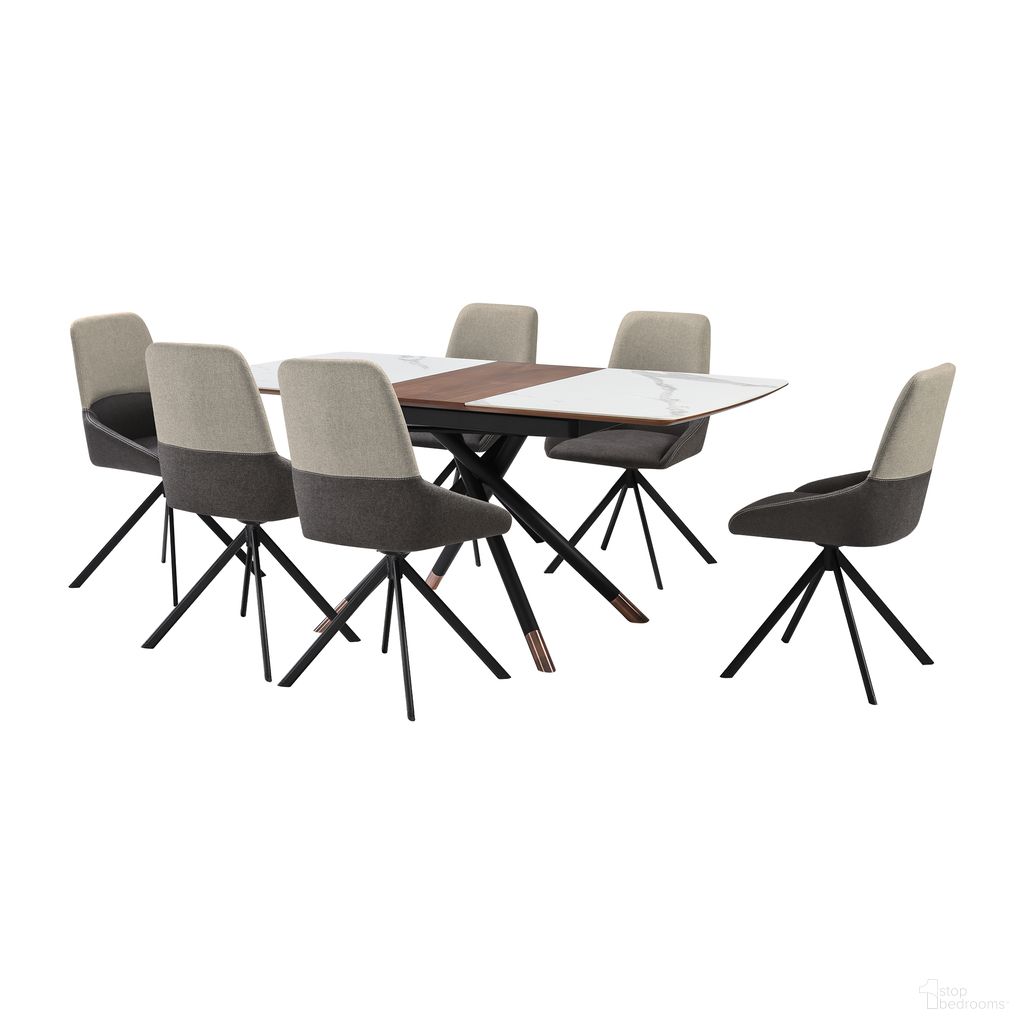 The appearance of Alora Maverick Extendable 7 Piece Dining Set with Swivel Chairs In Gray designed by Armen Living in the modern / contemporary interior design. This gray piece of furniture was selected by 1StopBedrooms from Alora Collection to add a touch of cosiness and style into your home. Sku: LCMVSIGRYBLK;LCMVSIGRYBLK;LCMVSIGRYBLK;LCALDIBLKACTOP;LCALDIBLKACBA. Material: MDF.