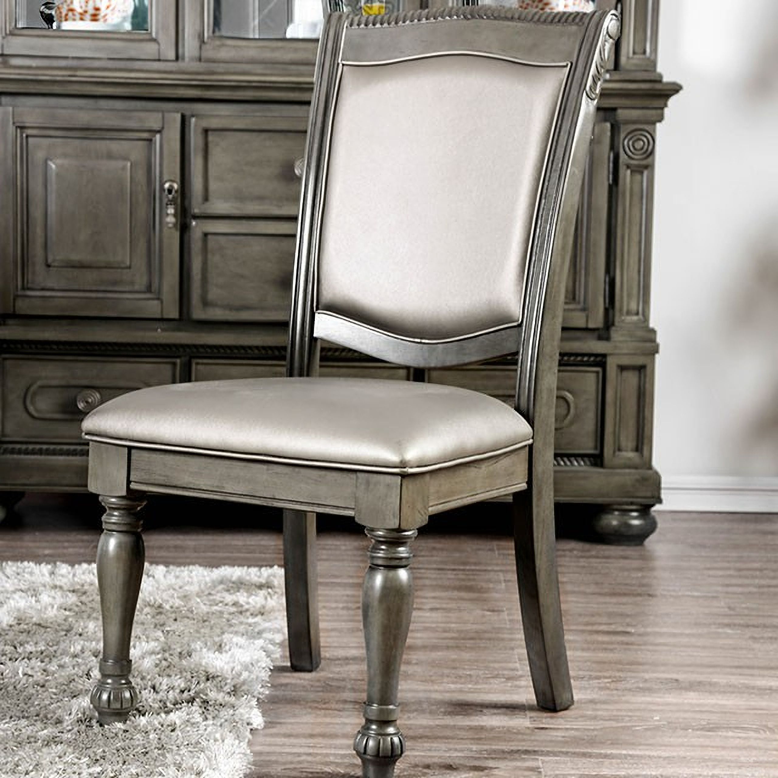 The appearance of Alpena Side Chair (Gray) (Set of 2) designed by Furniture of America in the traditional interior design. This gray piece of furniture  was selected by 1StopBedrooms from Alpena Collection to add a touch of cosiness and style into your home. Sku: CM3350GY-SC-2PK. Material: Wood. Chair Type: Side Chair.
