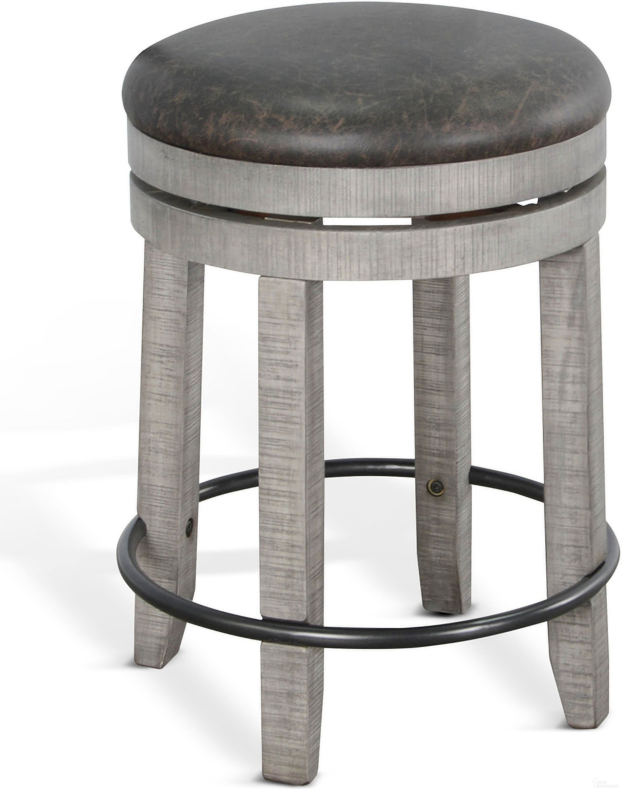The appearance of Alpine Swivel Counter Stool with Cushion Seat Set of 2 In Grey designed by Sunny Designs in the industrial interior design. This alpine grey piece of furniture  was selected by 1StopBedrooms from Alpine Grey Collection to add a touch of cosiness and style into your home. Sku: 1624AG-24. Material: Solid Wood.