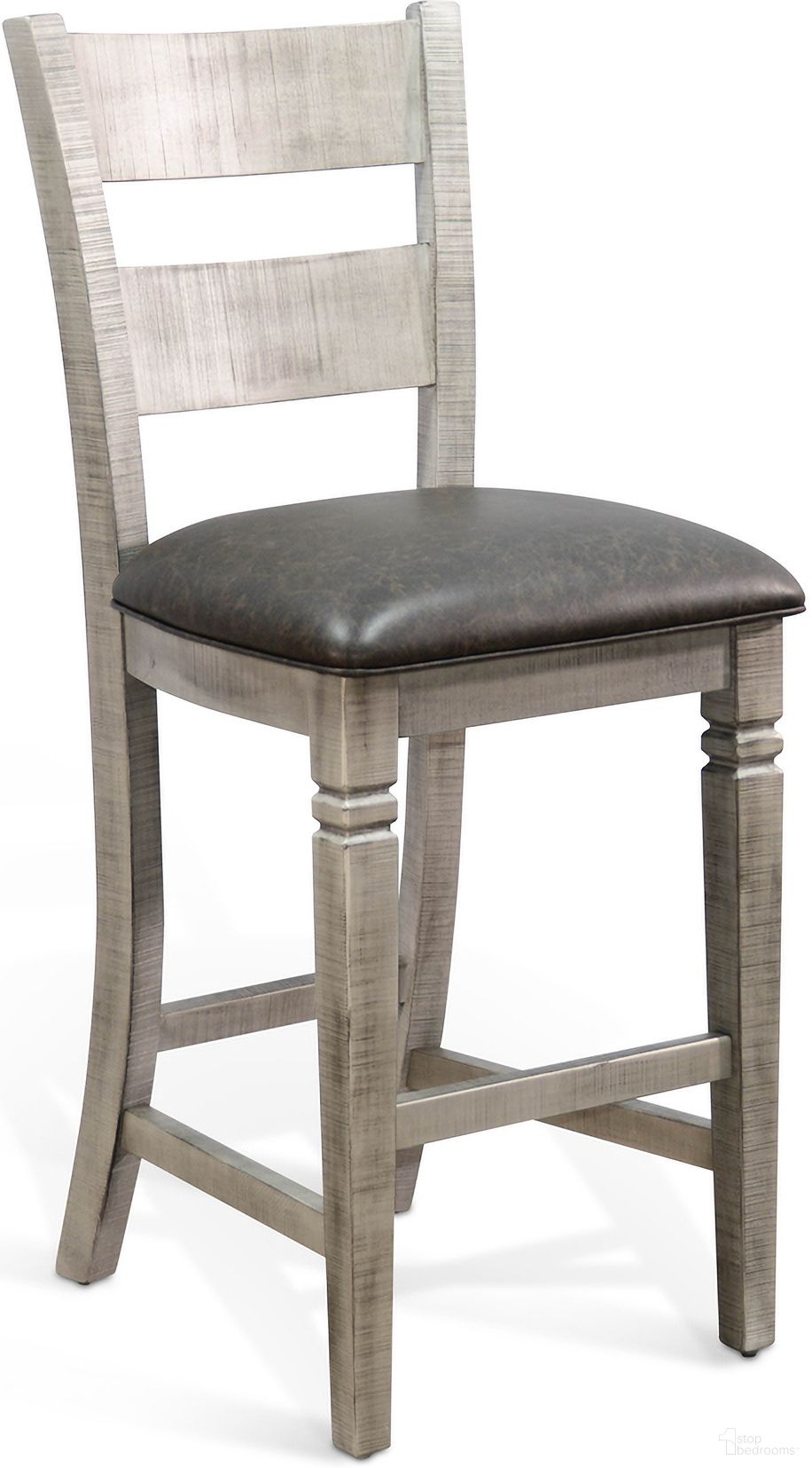 The appearance of Alpine Ladderback Barstool with Cushion Seat Set of 2 In Grey designed by Sunny Designs in the transitional interior design. This alpine grey piece of furniture was selected by 1StopBedrooms from Alpine Grey Collection to add a touch of cosiness and style into your home. Sku: 1429AG-30. Material: Solid Wood.