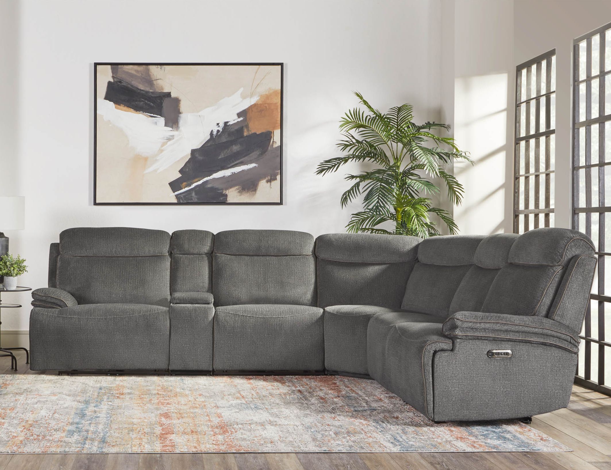 The appearance of Alpine 6-Piece Sectional In Airy Midnight designed by Parker House in the modern / contemporary interior design. This airy midnight piece of furniture was selected by 1StopBedrooms from Alpine Collection to add a touch of cosiness and style into your home. Sku: MALP#811LPHZ-AIMD;MALP#811RPHZ-AIMD;MALP#810PHZ-AIMD;MALP#840T-AIMD;MALP#850-AIMD;MALP#860T-AIMD. Material: Polyester. Layout: L-Shape.