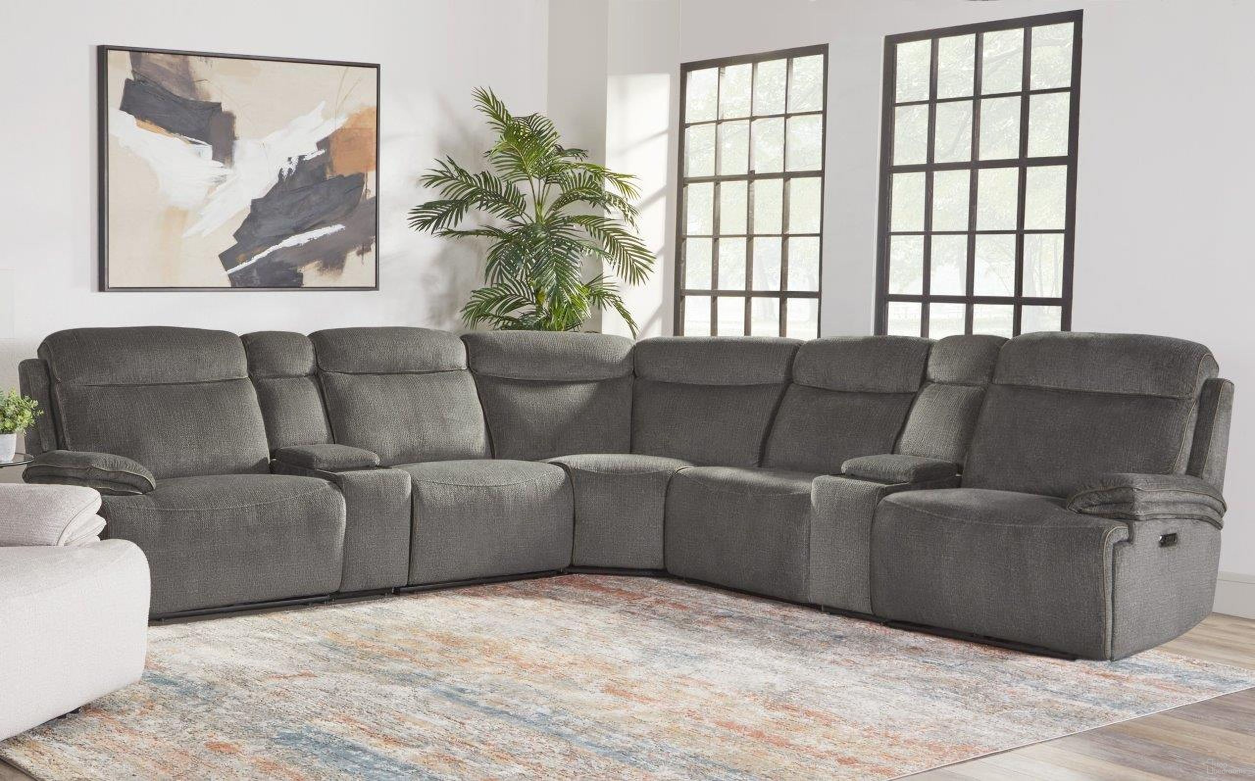 The appearance of Alpine 7-Piece Sectional In Airy Midnight designed by Parker House in the modern / contemporary interior design. This airy midnight piece of furniture was selected by 1StopBedrooms from Alpine Collection to add a touch of cosiness and style into your home. Sku: MALP#811LPHZ-AIMD;MALP#811RPHZ-AIMD;MALP#810PHZ-AIMD;MALP#840T-AIMD;MALP#850-AIMD;MALP#860T-AIMD;MALP#860T-AIMD. Material: Polyester. Layout: L-Shape.