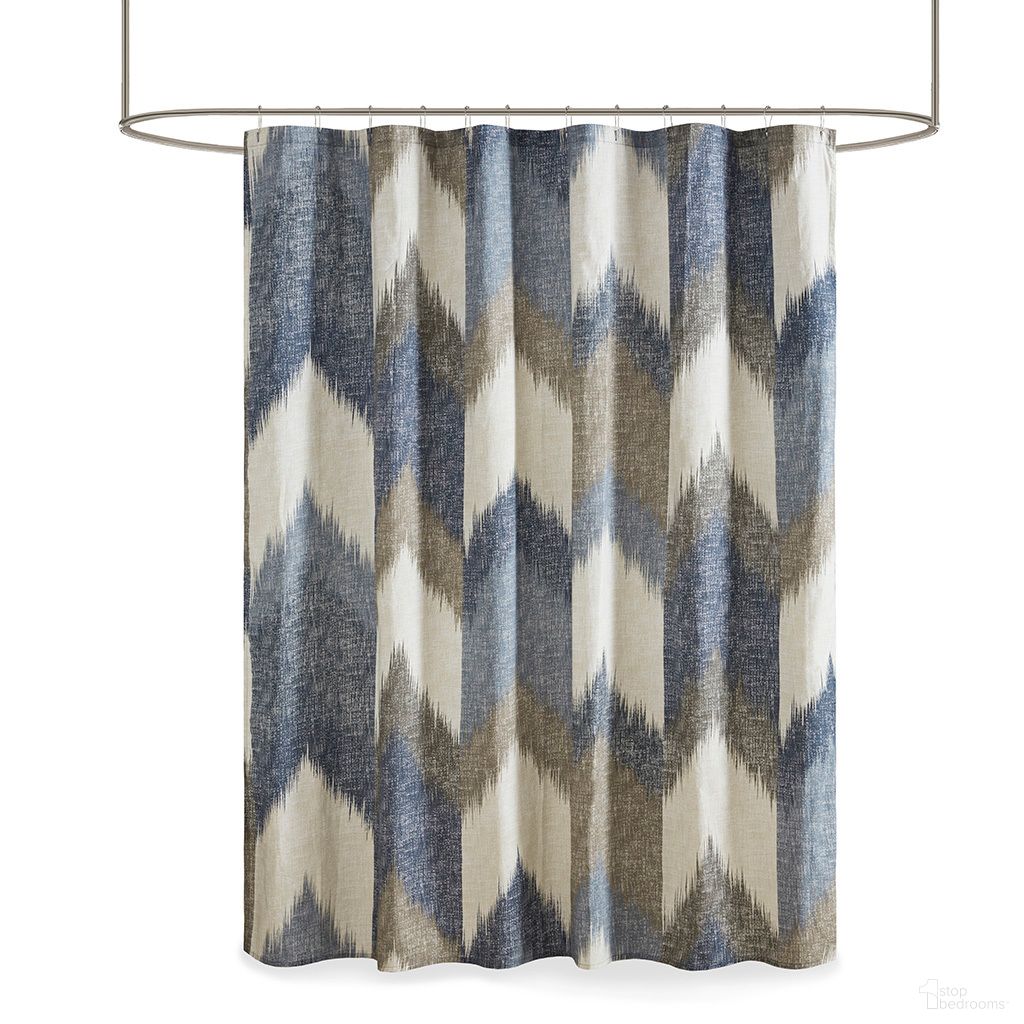 Alpine Cotton Printed Shower Curtain In Navy