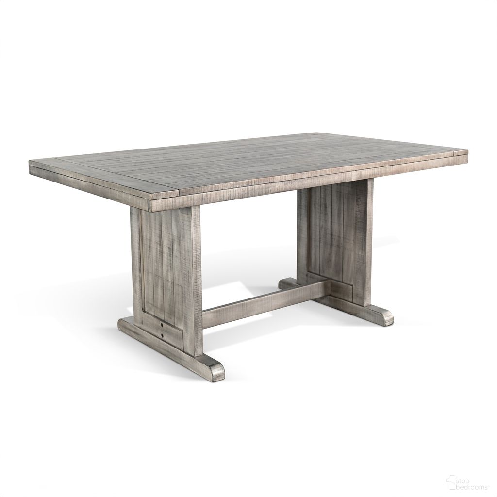 The appearance of Alpine Rectangular Wood Dining Table In Grey designed by Sunny Designs in the country / farmhouse interior design. This alpine grey piece of furniture  was selected by 1StopBedrooms from Alpine Grey Collection to add a touch of cosiness and style into your home. Sku: 0113AG-T. Table Base Style: Trestle. Table Top Shape: Rectangular. Size: 38" x 60". Material: Solid Wood.