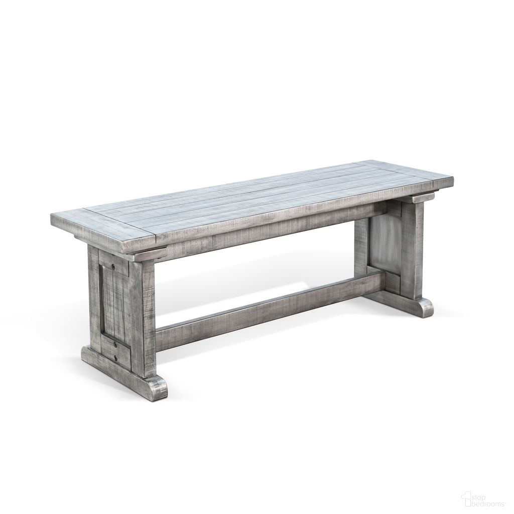The appearance of Alpine Wood Side Bench In Grey designed by Sunny Designs in the country / farmhouse interior design. This alpine grey piece of furniture  was selected by 1StopBedrooms from Alpine Grey Collection to add a touch of cosiness and style into your home. Sku: 0113AG-SB. Material: Solid Wood.