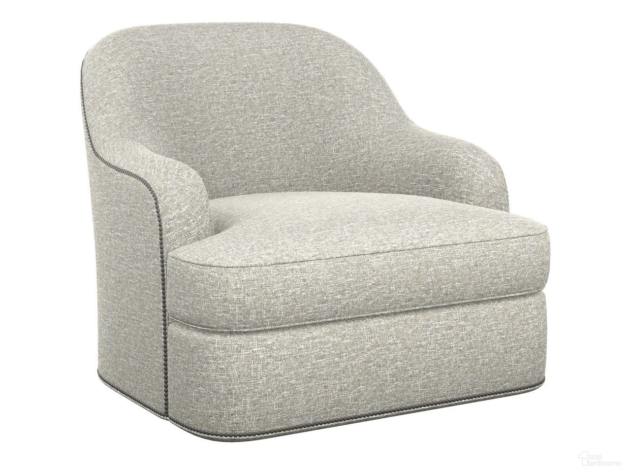 The appearance of Featured Upholstery Alta Vista Swivel Chair In Gray designed by Lexington in the transitional interior design. This gray piece of furniture was selected by 1StopBedrooms from Featured Upholstery Collection to add a touch of cosiness and style into your home. Sku: 7710-11SW-71. Material: Fabric.