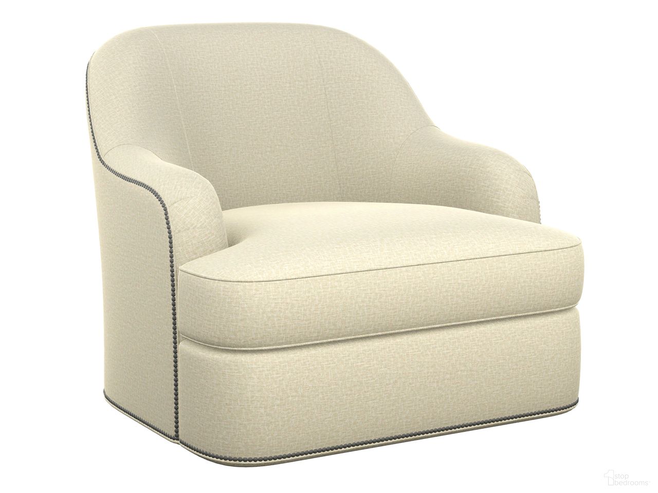 The appearance of Featured Upholstery Alta Vista Swivel Chair In Cream designed by Lexington in the transitional interior design. This cream piece of furniture  was selected by 1StopBedrooms from Featured Upholstery Collection to add a touch of cosiness and style into your home. Sku: 7710-11SW-74. Material: Fabric.