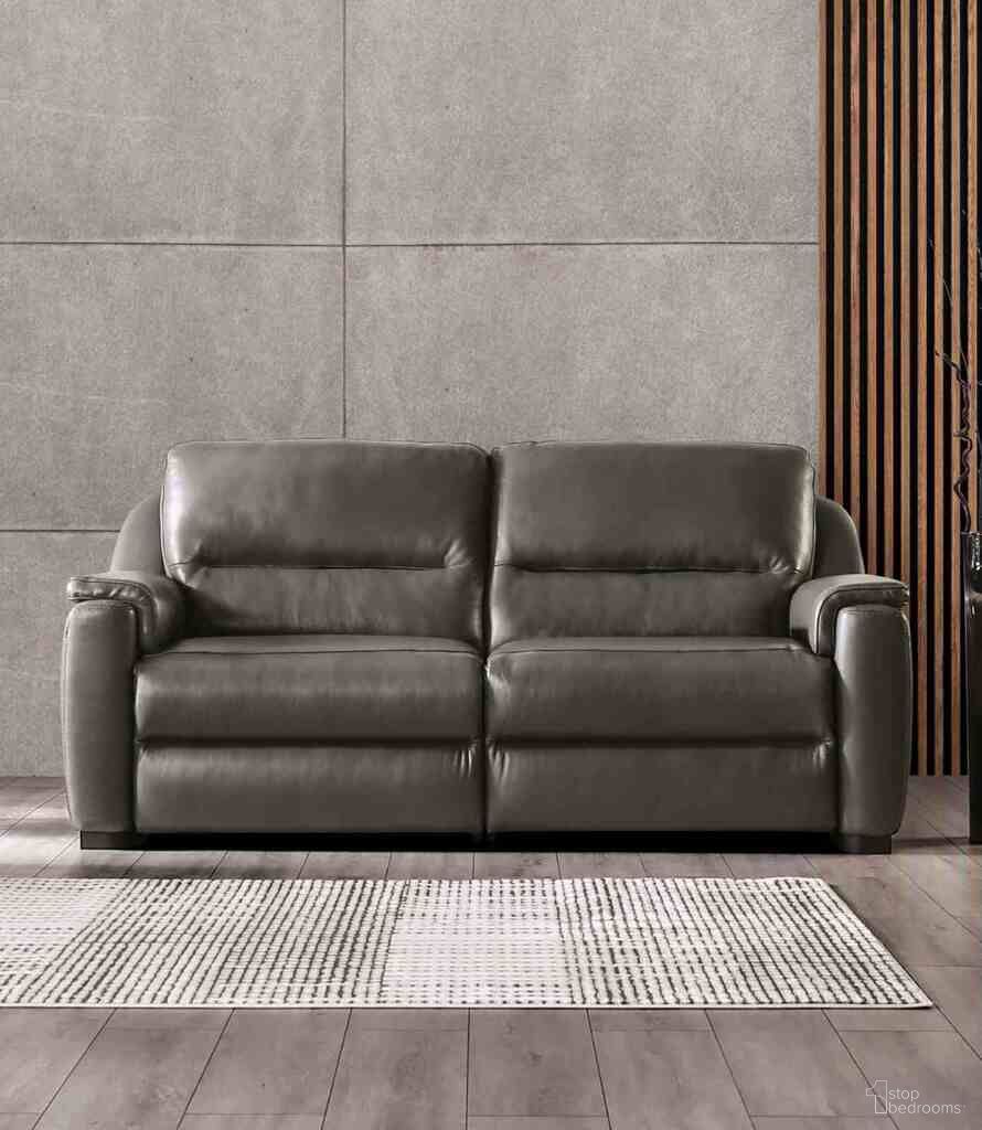 The appearance of Altamura Power Sofa In Gray designed by Furniture of America in the modern / contemporary interior design. This gray piece of furniture  was selected by 1StopBedrooms from Altamura Collection to add a touch of cosiness and style into your home. Sku: FM90002GY-SF-PM-1;FM90002GY-SF-PM-2. Material: Leather.