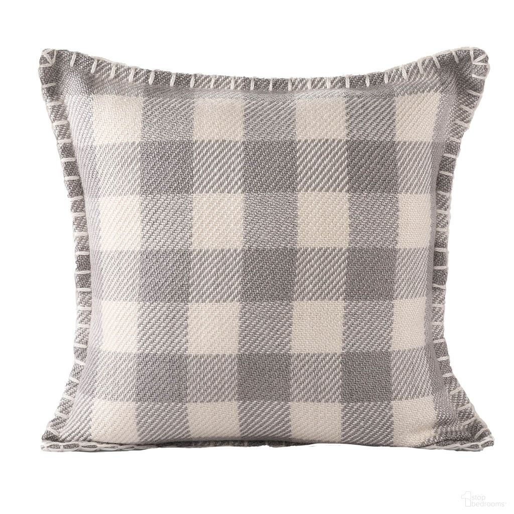Altar Denver Hand-Woven Plaid Indoor/Outdoor Throw Pillow Cover In Ivory and Light Gray