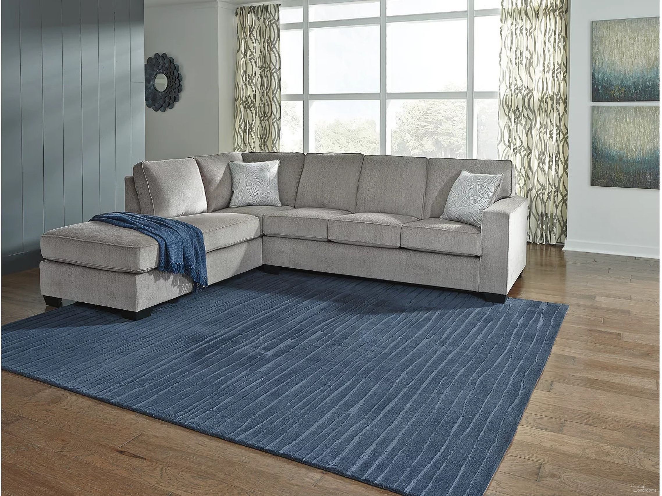 The appearance of Altari 2-Piece RAF Sectional with Ottoman In Alloy designed by Signature Design by Ashley in the transitional interior design. This alloy piece of furniture was selected by 1StopBedrooms from Altari Collection to add a touch of cosiness and style into your home. Sku: 8721416;8721408;8721467. Material: Chenille. Orientation: RAF. Layout: LAF.