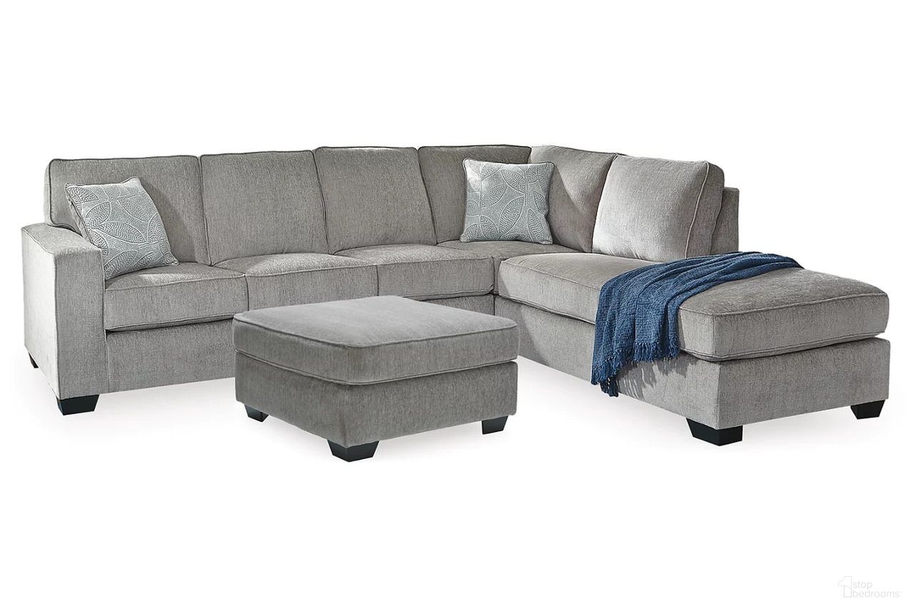 Altari 2-Piece Sectional with Chaise and Oversized Ottoman In Alloy
