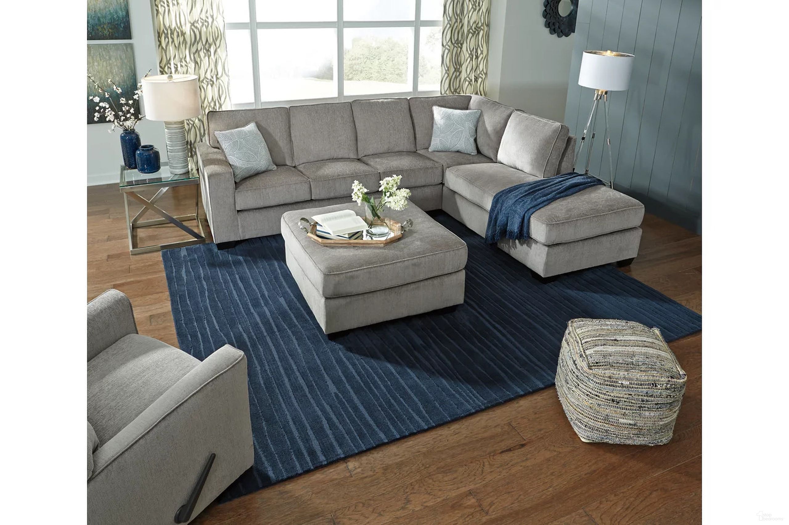 The appearance of Altari 2-Piece Sleeper Sectional and Ottoman In Alloy designed by Signature Design by Ashley in the modern / contemporary interior design. This alloy piece of furniture was selected by 1StopBedrooms from Altari Collection to add a touch of cosiness and style into your home. Sku: 8721410;8721414;8721417. Material: Fabric.