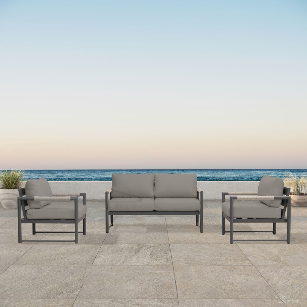 The appearance of Alto 3 Piece Loveseat Set In Canvas Charcoal and Slate designed by Harmonia Living in the modern / contemporary interior design. This canvas charcoal/slate piece of furniture was selected by 1StopBedrooms from Alto Collection to add a touch of cosiness and style into your home. Sku: ALTO-SL-PG-SET120-CC. Material: Aluminum.
