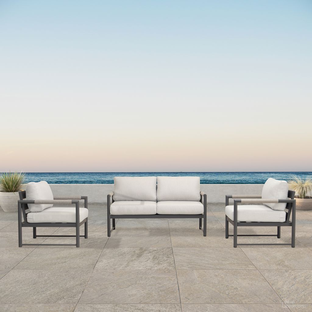 The appearance of Alto 3 Piece Loveseat Set In Cast Silver and Slate designed by Harmonia Living in the modern / contemporary interior design. This cast silver/slate piece of furniture was selected by 1StopBedrooms from Alto Collection to add a touch of cosiness and style into your home. Sku: ALTO-SL-PG-SET120-CS. Material: Aluminum.