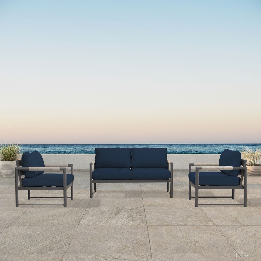 The appearance of Alto 3 Piece Loveseat Set In Spectrum Indigo and Slate designed by Harmonia Living in the modern / contemporary interior design. This spectrum indigo/slate piece of furniture was selected by 1StopBedrooms from Alto Collection to add a touch of cosiness and style into your home. Sku: ALTO-SL-PG-SET120-IN. Material: Aluminum.