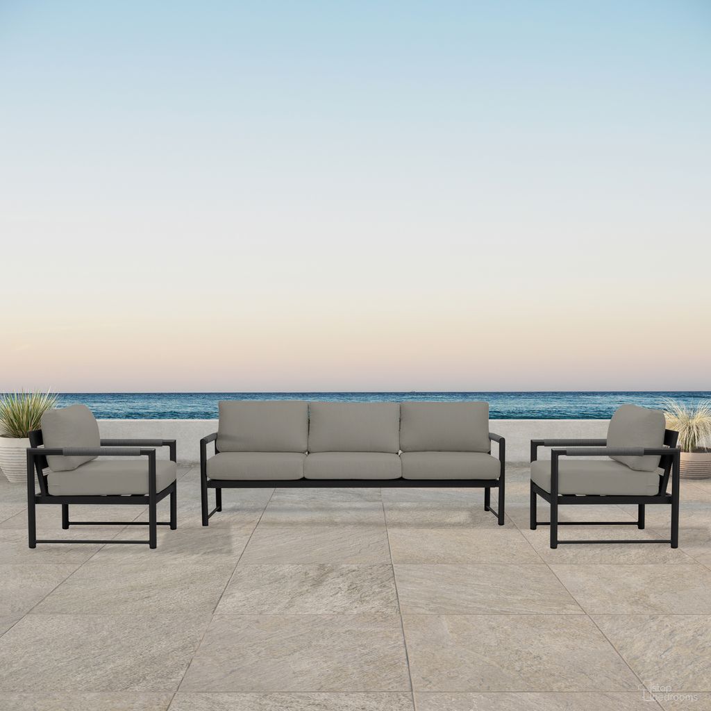 The appearance of Alto 3 Piece Sofa Club Chair Set In Canvas Charcoal and Black designed by Harmonia Living in the modern / contemporary interior design. This canvas charcoal/black piece of furniture  was selected by 1StopBedrooms from Alto Collection to add a touch of cosiness and style into your home. Sku: ALTO-BK-CO-SET141-CC. Material: Aluminum.